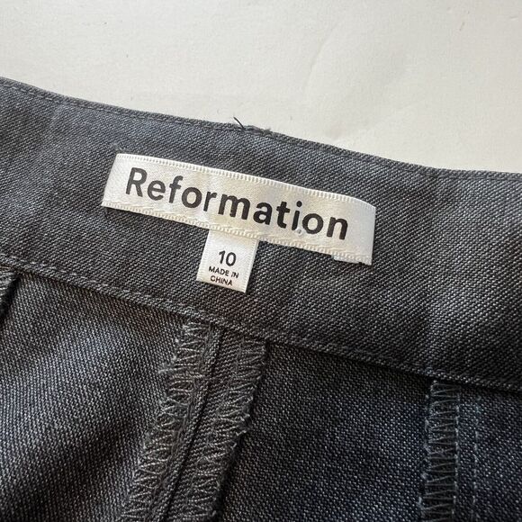 Reformation Sz 10 Mason Hi Rise Trousers Pleated Wide Leg Pants Charcoal Gray - Picture 4 of 11